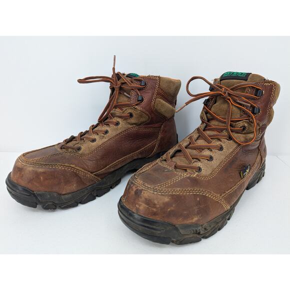 HYTEST Boots K12251 Brown Leather Safety Steel Toe Waterproof Boots Mens 13 - Picture 1 of 9